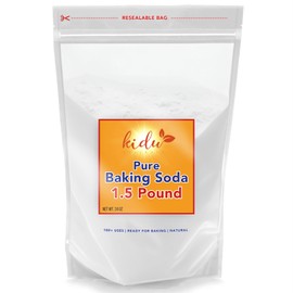Kidu Baking Soda (1.5 Lbs) For Cleaning, Aluminum Free Baking Soda Bulk, Sodium Bicarbonate Cat Litter Deodorizer, Pure Baking Soda Odor Absorber For Toilet Bowl, Washing Soda For Laundry, Fridge And Freezer, Flea Powder For Carpets - 1.5 Pound Bulk Resealable Bag