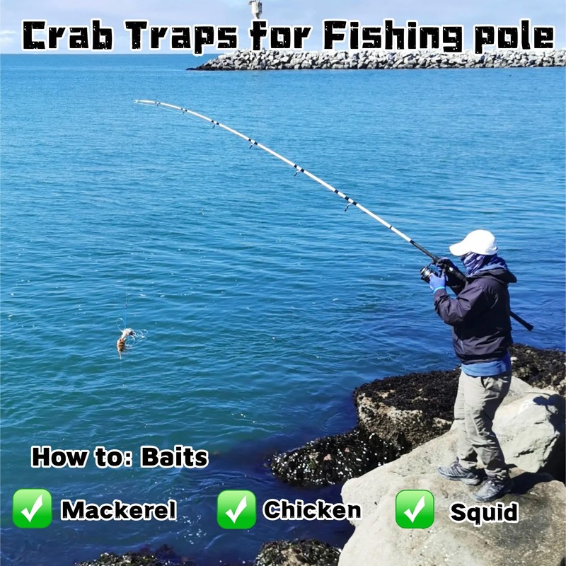 AQWXC 6-Loops Crab Trap for Fishing Pole, Crab Snare for