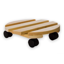 BigDean 5 x Plant Rollers Round Beech Wood Solid Wood 30 cm up to 120 kg Roll Tray