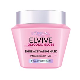 L'Oréal Paris Elvive Glycolic Gloss Shine Activating Hair Mask, With 13% Gloss Complex, Provides Intense Shine in One Use, For Dull, Lifeless Hair, 300ml