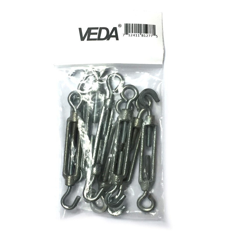 Veda 10x Heavy Duty Galvanised Turnbuckle Strainer M5 Hook Eye