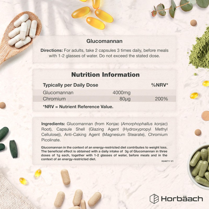 Glucomannan Capsules 4000mg | Konjac Root | Glucomannan Complex with