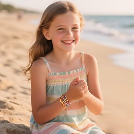 M MOOHAM Initial Bracelets for Girls Women Gifts - Colorful Beaded Layered Initial Bracelet Girls Jewelry Birthday Gifts Dainty Heart Initial R Letter Bracelet Set Jewelry for Women Teen Girls Gifts