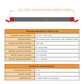 HardwareX supply Heavy Duty Electrophoresis Extension Garage Door Springs for 7ft high (150LB-Red)
