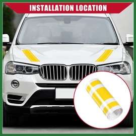 Motoforti Hood Stripe Pattern Sticker/Outer for Car/Durable / 1 Pcs Yellow Long-lasting