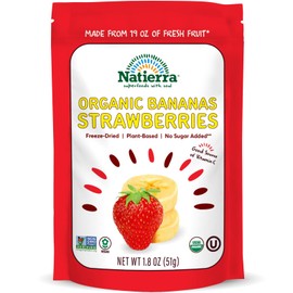 NATIERRA Nature's All Foods Organic Freeze-Dried Bananas and Strawberries | Non-GMO & Vegan | 1.8 Ounce