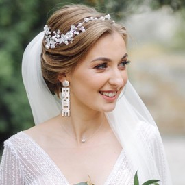 Bridal Earrings Wedding Earrings Wedding Jewelry Set for Bride Letter BRIDE Dangle Earrings Bride Earrings Bachelorette Gifts for Bride