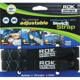 ROK Straps ROK050 Motorcycle Adjustable Luggage Strap 25mm - 18"- 60" (Twin Pack) Black Reflective