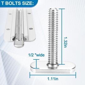 T Bolts for Kayak Track/Rail Mount, Kayak Track Accessories Screws 1.5 Inch Long, Nuts 1/2 Inch Wide, Kayak Hardware T-Slot Bolts 6 Pack