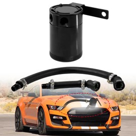 RULLINE Oil Separator Co. Oil Separator 3.0 Baffled Oil Catch Can Compatible with 2020-2022 GT500 Passenger Side (Black)