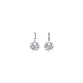 Ankra AKRJ-ER-0323 Women's Creole Earrings Rhodium-Plated 925 Sterling Silver 21.0 mm Zirconia, Sterling Silver, No Gemstone