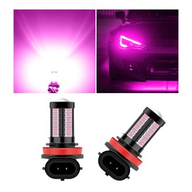 Yourkar 2 PCS H8 H11 LED Fog Light Bulbs, 12V Plug and Play Car Fog Lights, High Bright H8 H11 LED Chips Fog Lamps Replacements for Most Cars, Trucks, SUVs, Car Accessories (Pink)
