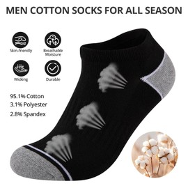 COOVAN Mens Cotton Ankle Socks 8 Pack Athletic Low Cut Socks for Men Sport Running Sock 8 Pairs
