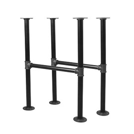 Niubid 28 Inch Industrial Pipe Table Leg Set - Iron Base LegsCoffee & End Tables, Desks, Nightstand - Vintage, Mid-Century Modern Aesthetic - Dark Grey Black Rough Pipes