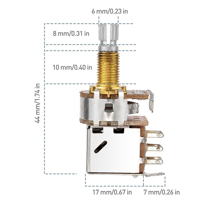 Gold Guitar Bass Push Pull Potentionmeter, B500k with Control Pot