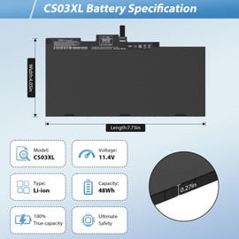 CS03XL Battery for HP Elitebook 840 G3 840 G4 850 G3 850 G4 745 G3 745 G4 755 G3 755 G4 ZBook 15u G3 Series P/N: HSTNN-UB6S HSTNN-IB6Y 800231-141 800513-001 High Performance and Newer Tech Long Last