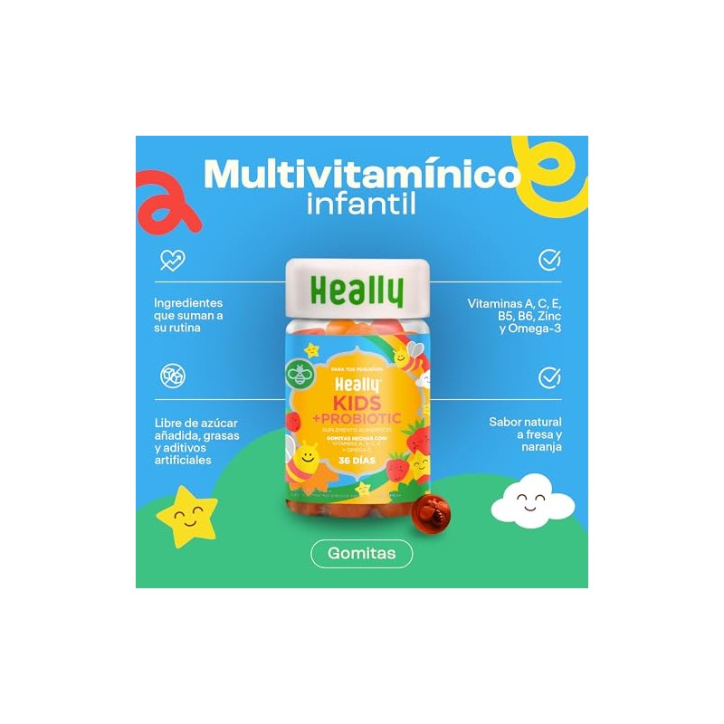 Multivitamínico Niños Desarrollo Powerful Defense Heally Omega Vitaminas Vitamina Sabor