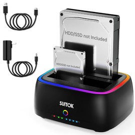 SUITOK Dual Bay SATA Hard Drive Cloner Dock USB C 5Gbps | 2.5" 3.5" | 40TB