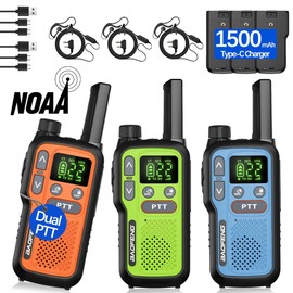 Walkie Talkies Long Range for Adults,Rechargeable Walkie Talkie 22 FRS Walky Talky 2 Way Radio with Earpiece 1500mAh Type-C Charger for Camping Hiking Hunting Cruise,3Pack