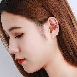 Bat Clip On Unique Ear Cuff Wrap Earrings for Women Teen Girls Non Pierced Ears Cartilage Fashion Cute Animal Cuffs Hoop Black Silver (Silver)