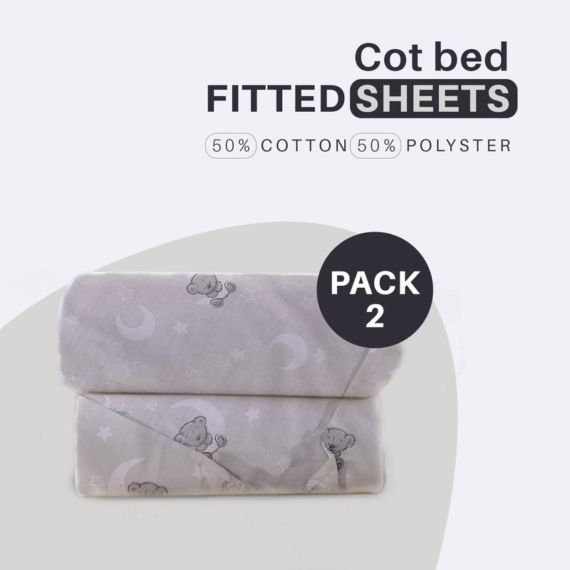 DTEX HOMES 2 x Cot Bed Sheets Super Soft Breathable