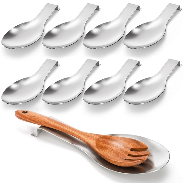 ELFULLY 8 Pack Stainless Steel Spoon Rest, Large Size Ladle
