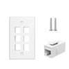 ZoeRax Ethernet Wall Plate Outlet, 6 Port Matte Keystone Wall