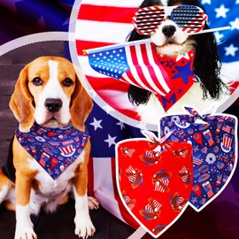 Locmeo 100 Pcs 4th of July Dog Bandanas Bulk Independence Day Dog Bandanas Adjustable Pet Bibs Independence Triangle Scarf 4th of July Holiday Costume for Small Medium Pet Puppy Cat