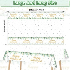 3Pcs Sage Green Retirement Party Supplies Greenery Happy Retirement Party Tablecloths Gold Green Going Away Parties Decorations Table Covers for Men Women Coworker Goodbye Parties Favors 107 x 54 Inch