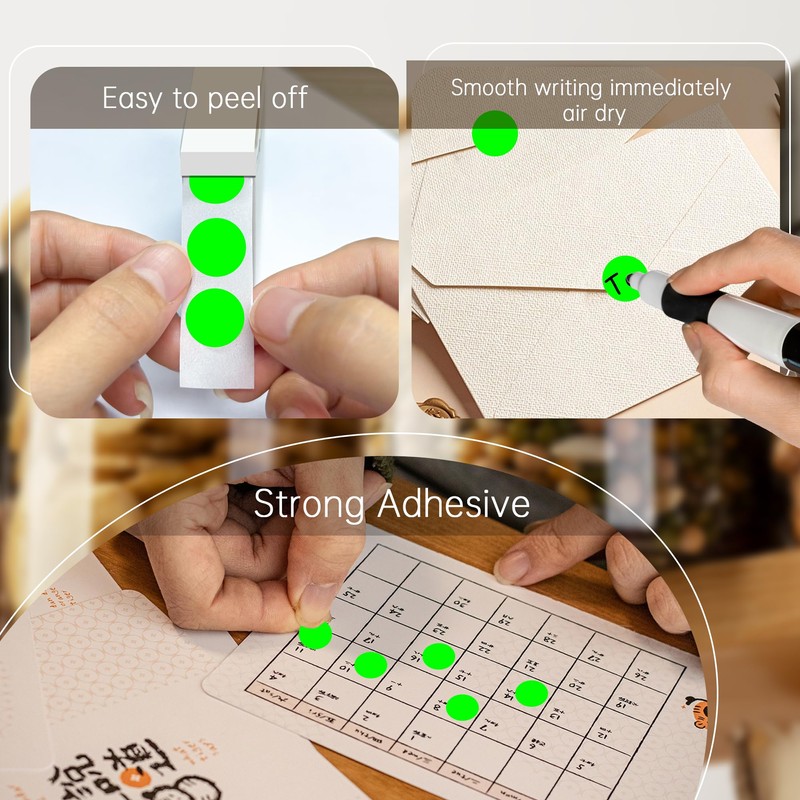 PARLAIM 1000 Pack 0.5 inch Diameter Round Dot Stickers, Fluorescent