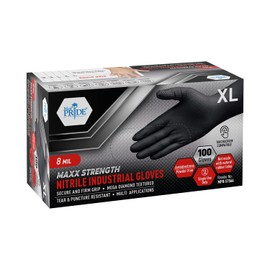 MED PRIDE Maxx Strength Nitrile Industrial Gloves, 8 Mil Thick [100 Gloves/X-Large] - Diamond Texture Disposable Safety- Heavy-Duty, Tear-Resistant Mechanic Automotive Food Handling Gloves- Black