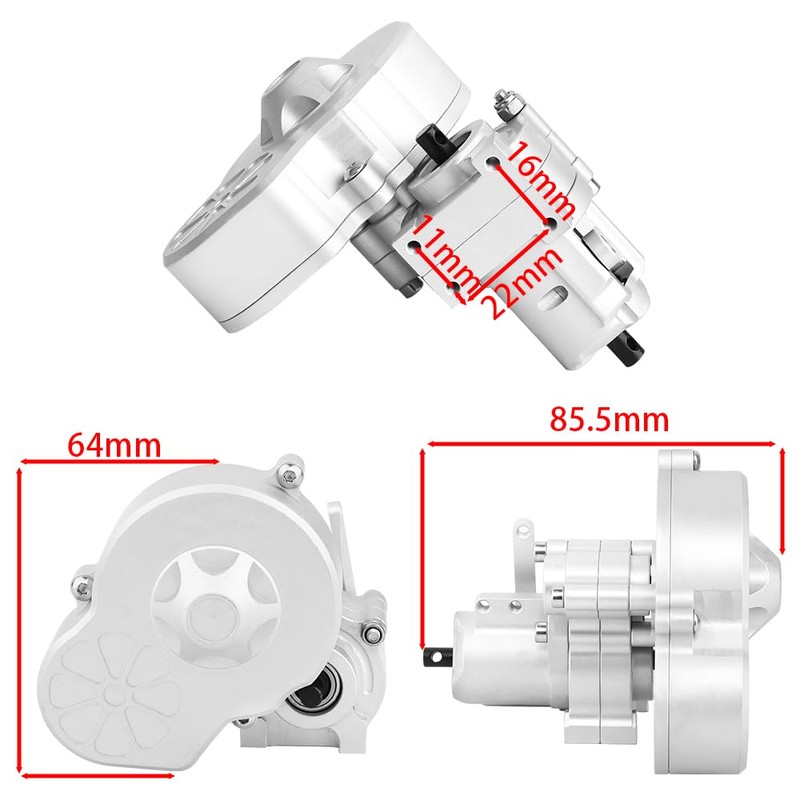 ZIJOT Metal Complete Transmission Gearbox with Dig Gear for 1:10