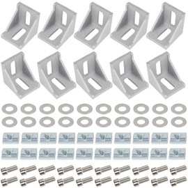 NAHUAA Mounting Material Angle Aluminium Profile 40 x 40 Groove 8 M8 Angle Connector Aluminium Profile Angle Attachment Aluminium for Aluminium Angle Profile Wall Bracket Mounting Material Pack of 10