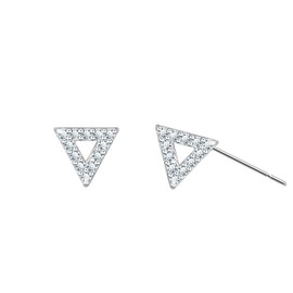 KristLand - Simple Style S925 Sterling Silver Triangle Stud Earring Cubic Zircon Minimalist Dainty Earrings for Women