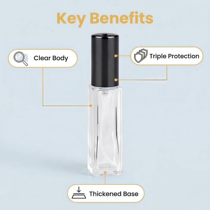 50ml/1.7oz Clear Glass Perfume Spray Bottle, Refillable Empty Atomizer Fine
