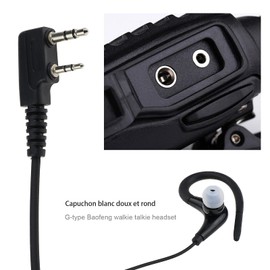 EMSea Walkie Talkie Headset Inline PTT Mic G-Shape Earpiece Compatible with Baofeng