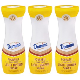 Domino® Light Brown Sugar, Pourable Brown Sugar, 10 oz Flip Top Canister (Pack of 3)
