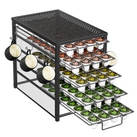 Simple Trending 5 Tier Coffee Pod Holder for K Cup 160 Pack Capacity Rack Metal Black