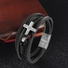 REchoLI Cross Bracelet for Man Black/Brown/Blue Braided Leather Bracelet with