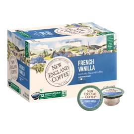 New England Coffee French Vanilla Medium Roast Single Serve Pods, 12ct Box (Pack of 6)