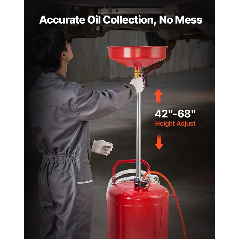 Uimoso 25-Gallon Portable Oil Drain Tank with Air-Operated System