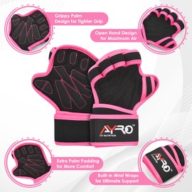AYRO Ventilated Weight Lifting Workout Gloves for Men & Women, Gym Gloves with Built-in Wrist Wraps for Men & Women – Best for Gym Fitness, Hand Support, Cross Training. (Vent Pink, Medium)
