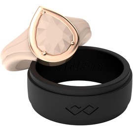 Rinfit Matching Silicone Rings for Couples - Silicone Wedding Bands Sets for Him and Her - His and Hers Ring Sets - Metal Framed Silicone Pear & Infinity, Women 6 & Men 11, Silicone, not known