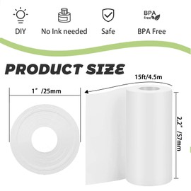 20 Rolls Thermal Paper Glossy Thermal Printer Paper for Portable Mini Printers, 57mm x 4.5m, Diameter 26mm, Thermal Labels for Most Pocket Printers, Black Text, Suitable for Notes