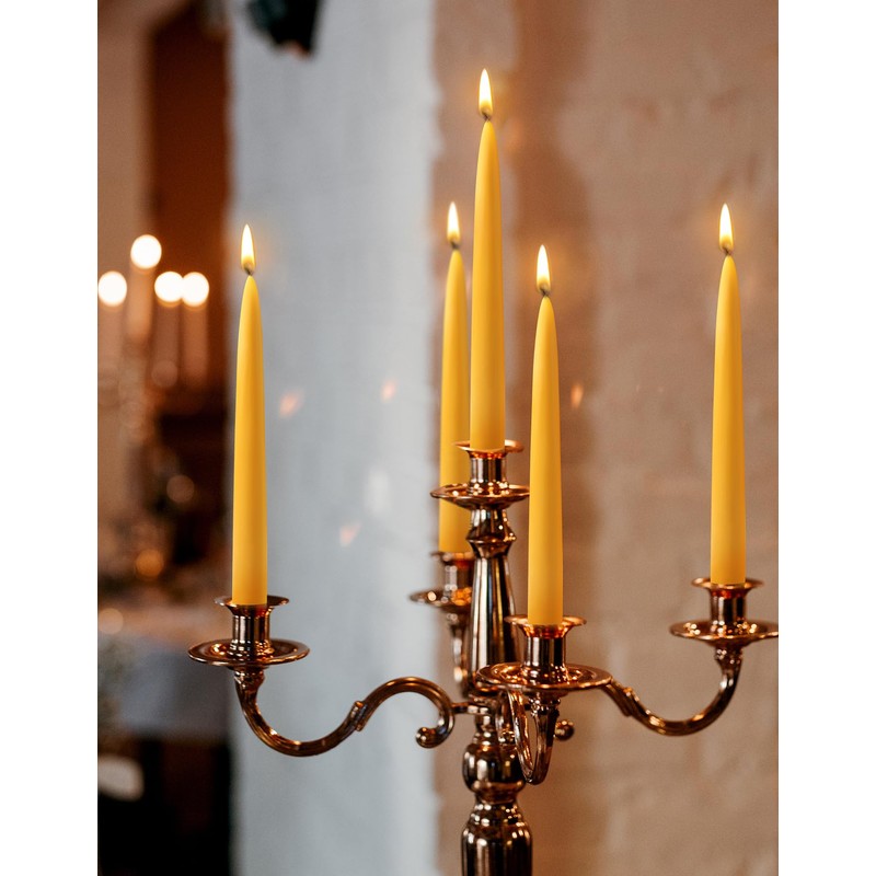 24 Packs Natural Beeswax Taper Candles 8 inch Beeswax Candles