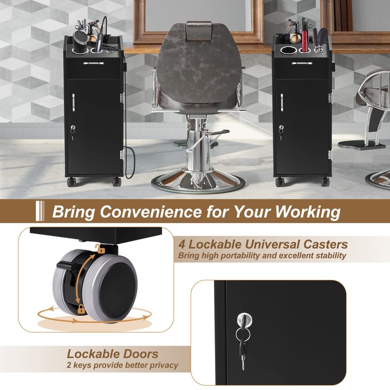 Salon Trolley Storage Cart, Beauty Rolling Cart w/ 4 Sliding