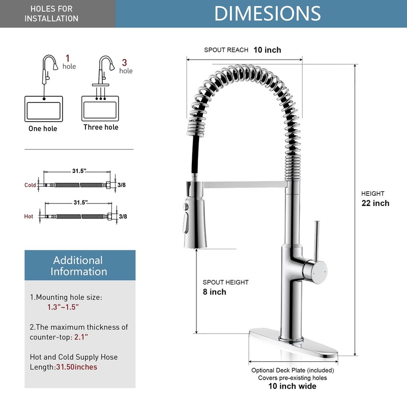 Lavatrum 22‘’ Extra-Tall Polished Chrome Kitchen Faucets,Commercial High Arc Single