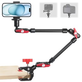 ZAKVOP Magic Arm with Super Clamp 23/59 cm, Webcam Holder with Clamp, 360° Flexible Magic Arm Clamp with Flexible Arm 1/4 Inch 3/8 Inch Ball Head, Webcam Arm for Camera, Action Camera, Smartphones (C)