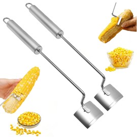 2 Pcs Easy-to-clean corn cob peeler, 2025 new long-handled stainless steel corn strip husking tool, with ergonomic design, suitable for kitchen and outdoor dining environments