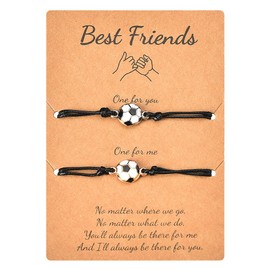 MXXGMYJ Best Friend Soccer Bracelet Gifts for Women Men Friendship Bracelets for Boys Girls Birthday Graduation Gifts for Friends Bestie Adjustable Football Bracelet Matching Braided Bracelets for 2